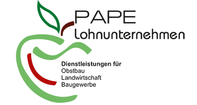 Logo: stilisierter Apfel mit Schriftzug PAPE Lohnunternehmen